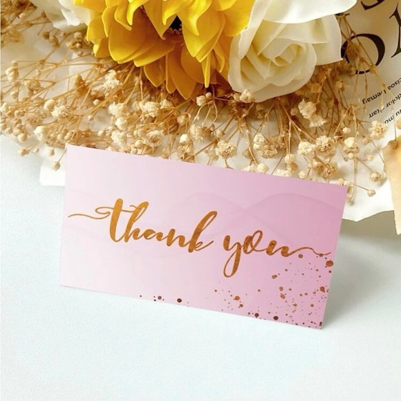 🆑 Thank You Pink & Gold Insert Cards Pack of 50 - Picture 3 of 5